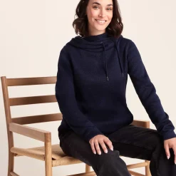 Acer Womens Oversized Supersoft Knitlook Fleece Hoody - Oxford Blue Marl