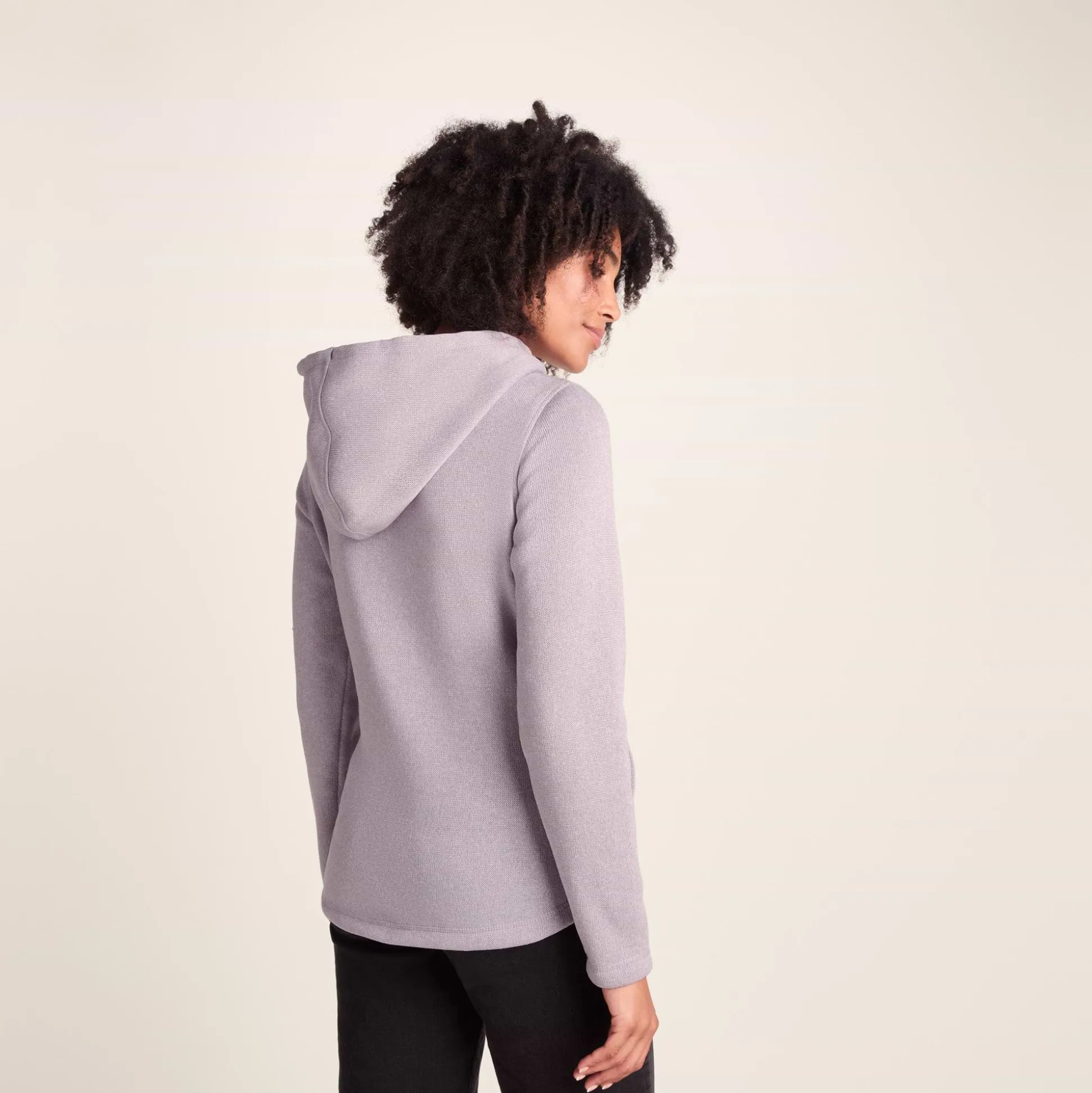 Acer Womens Oversized Supersoft Knitlook Fleece Hoody - Pale Lilac Marl