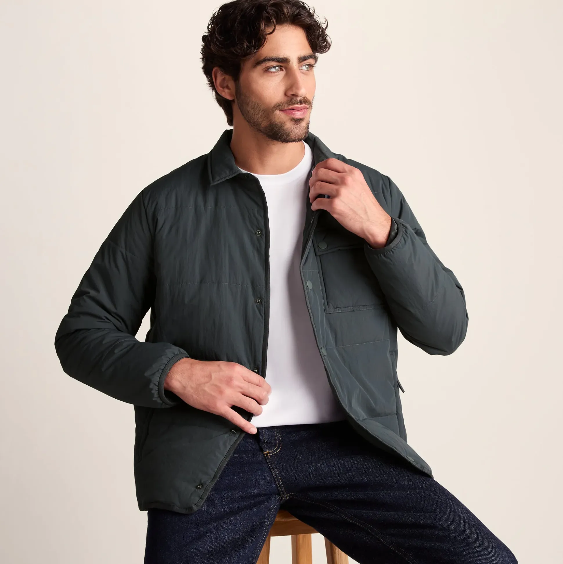 Adamson Mens Shower Resistant Insulated Shacket - Deep Slate