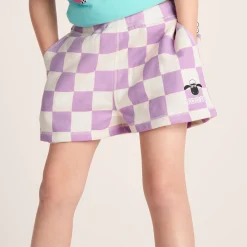 Afrino Kids Shaun the Sheep Sweatshort - Liliac Haze/Woolly Checkerboard