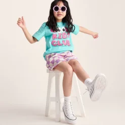 Afrino Kids Shaun the Sheep Sweatshort - Liliac Haze/Woolly Checkerboard