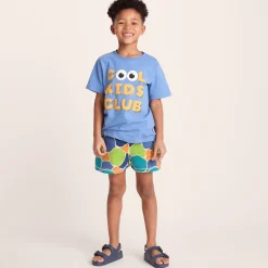 Afrino Kids Shaun the Sheep Sweatshort - Lime Cloud Print