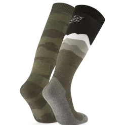 Aleko Mens Ski Socks - Khaki/Black