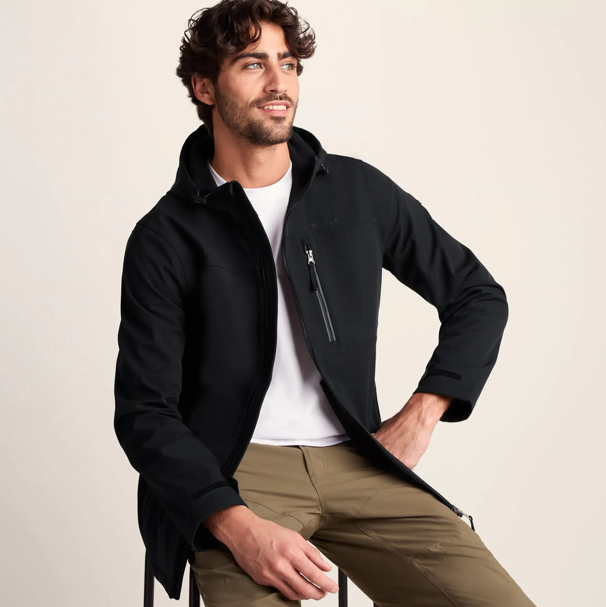 Andro Mens Hooded Waterproof Softshell Jacket - Black