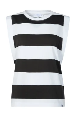 Aurelia Womens 100% Cotton Supersoft Boxy Fit Vest - Washed Black Stripe