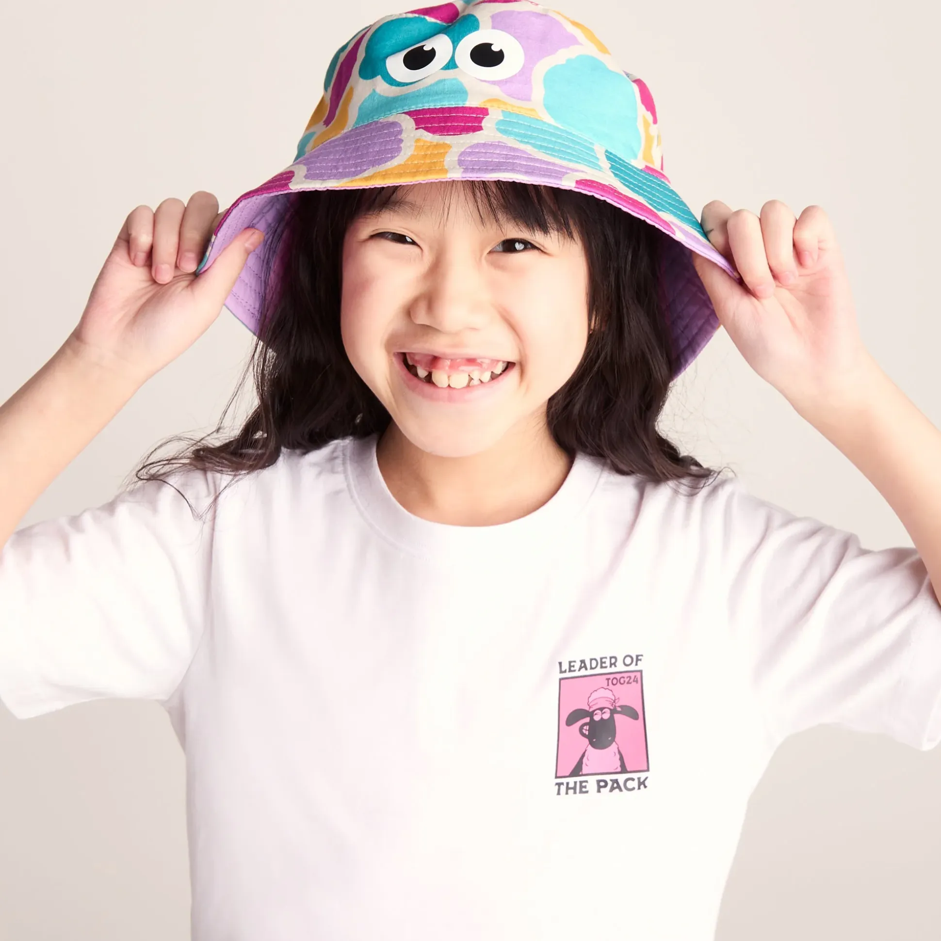 Balkhi Kids Shaun the Sheep Bucket Hat - Pink Cloud Print