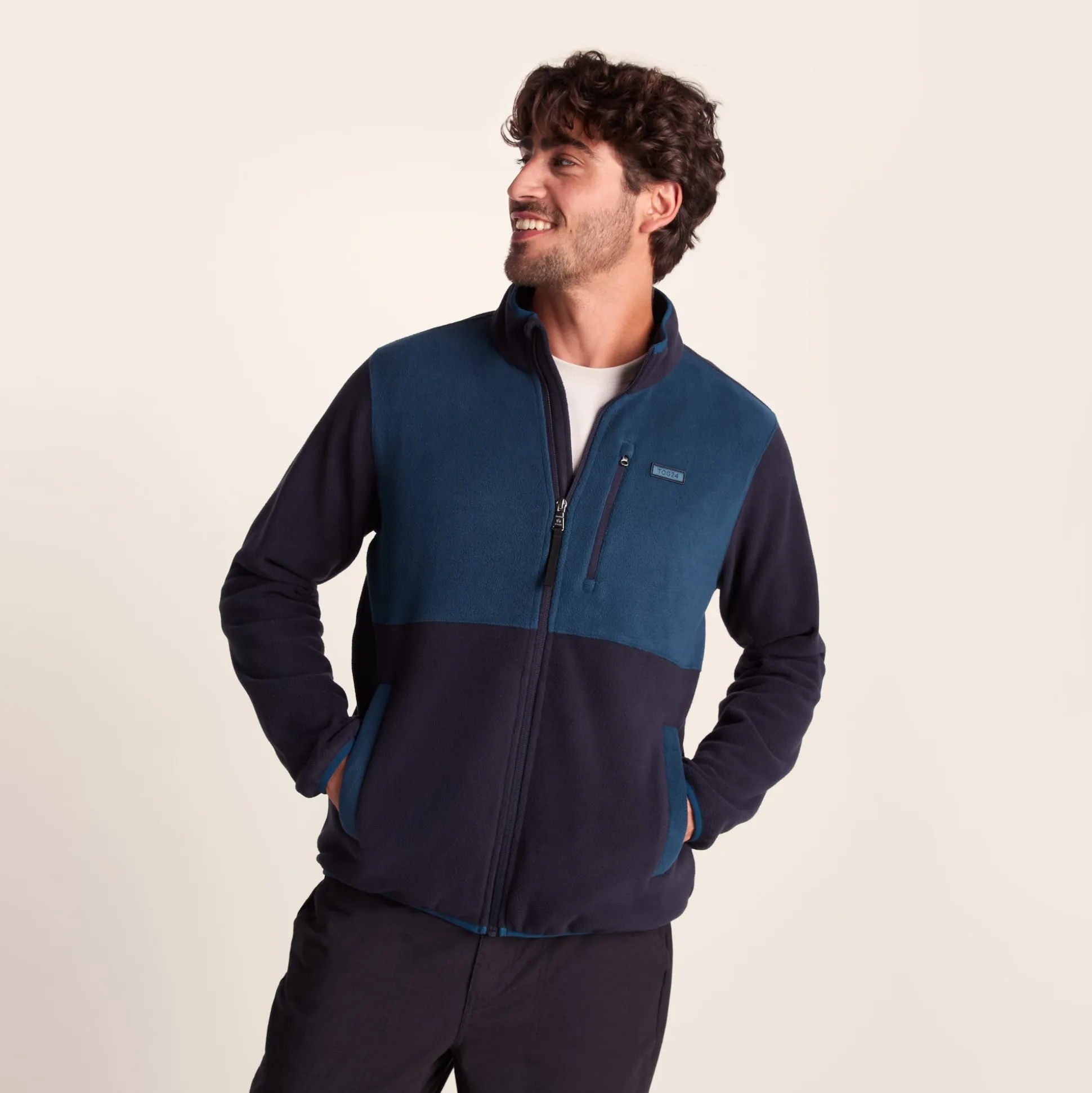 Banwell Mens Microfleece Jacket - Dark Indigo/Petrol Green
