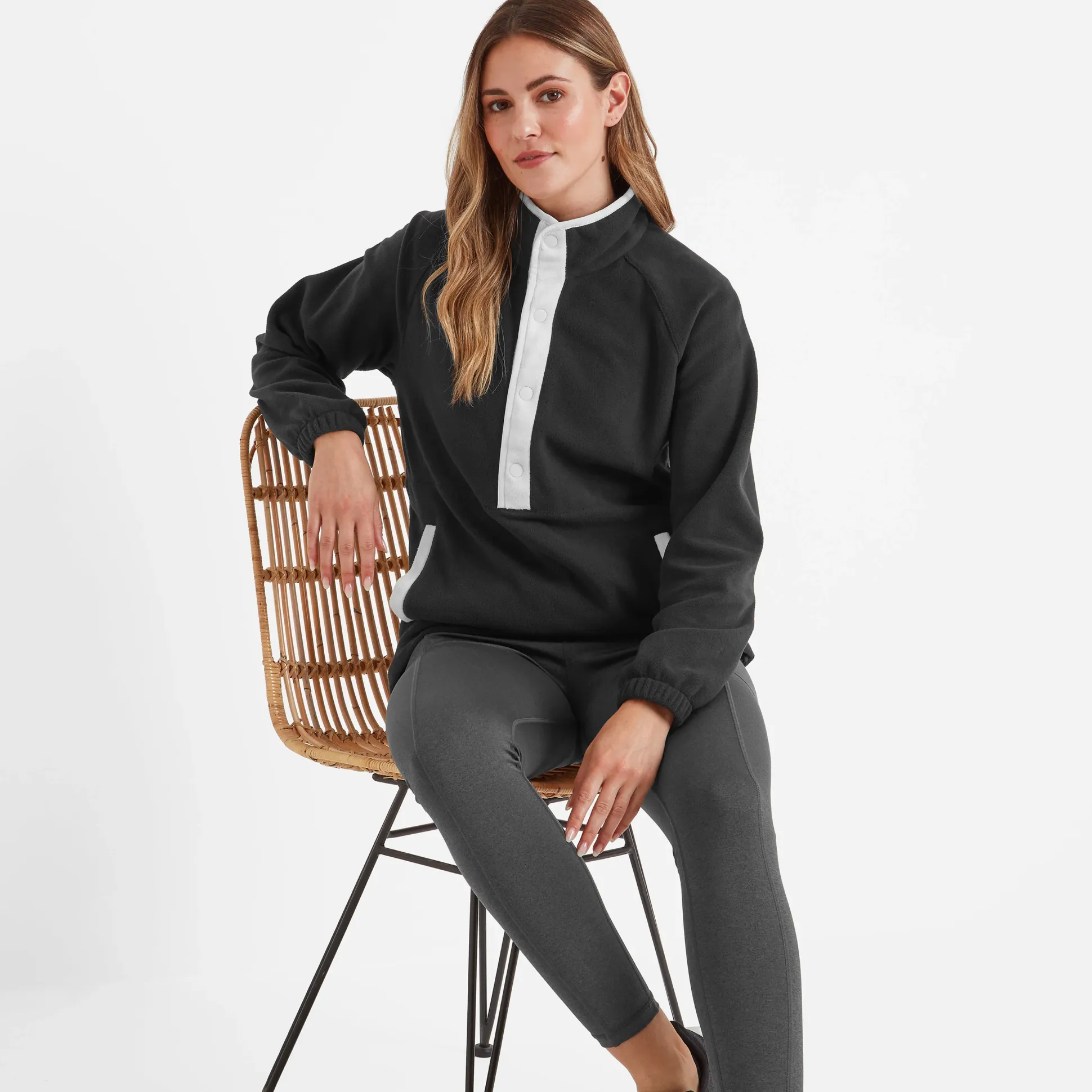 Beasly Womens Half Zip Fleece - Black