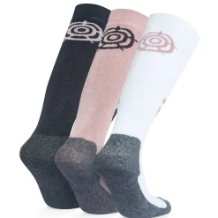 Bergenz 3 Pack Kids Ski Socks - Black/Faded Pink/Optic White