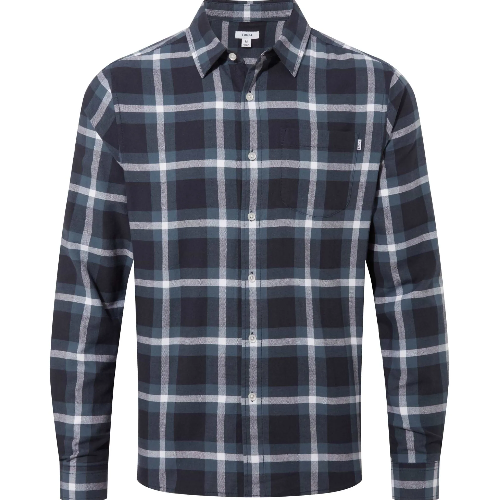 Bertram Mens Long Sleeve Cotton Flannel Shirt - Arctic Blue Check