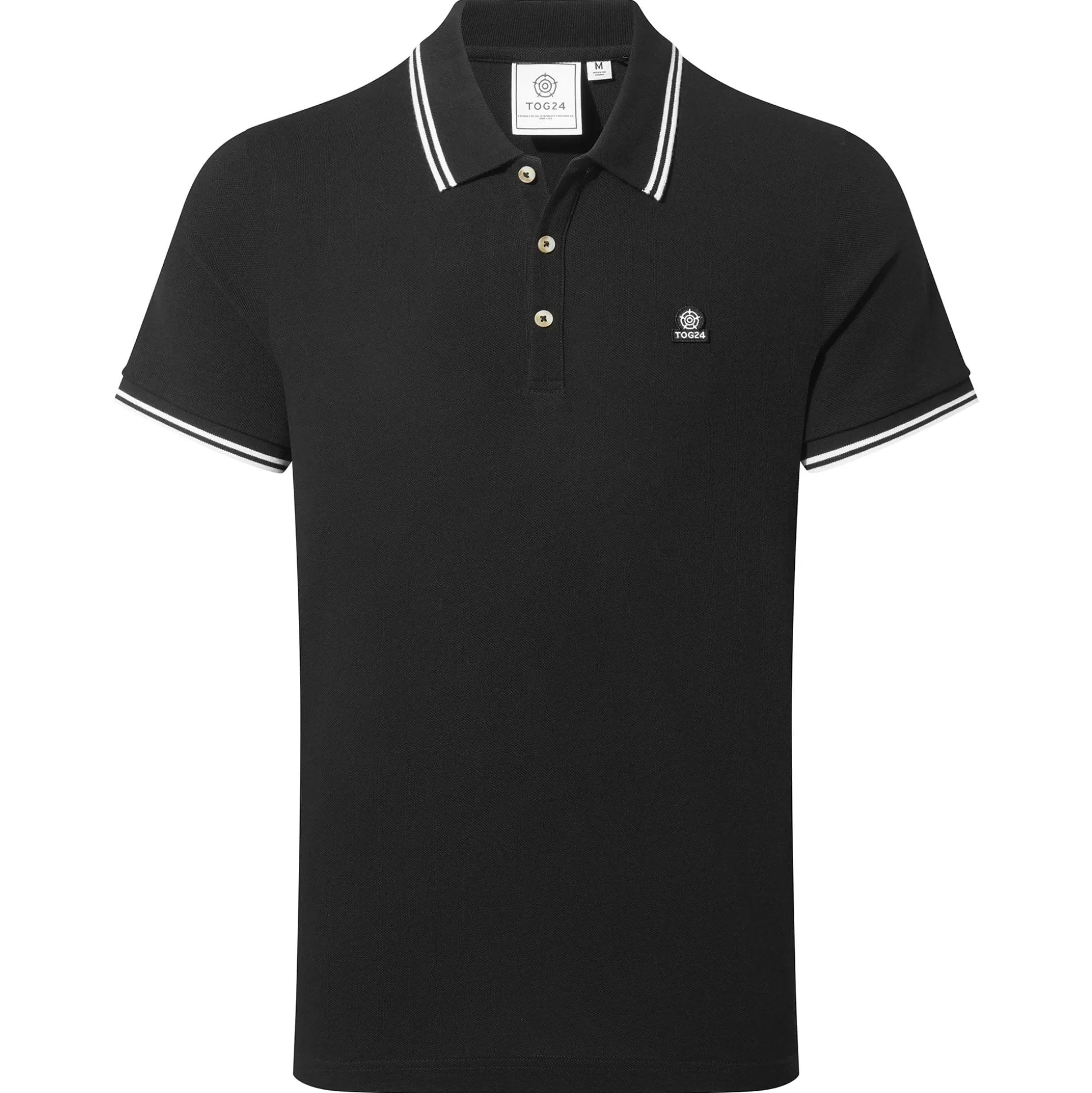 Biston Mens 100% Cotton Pique Polo Shirt - Black