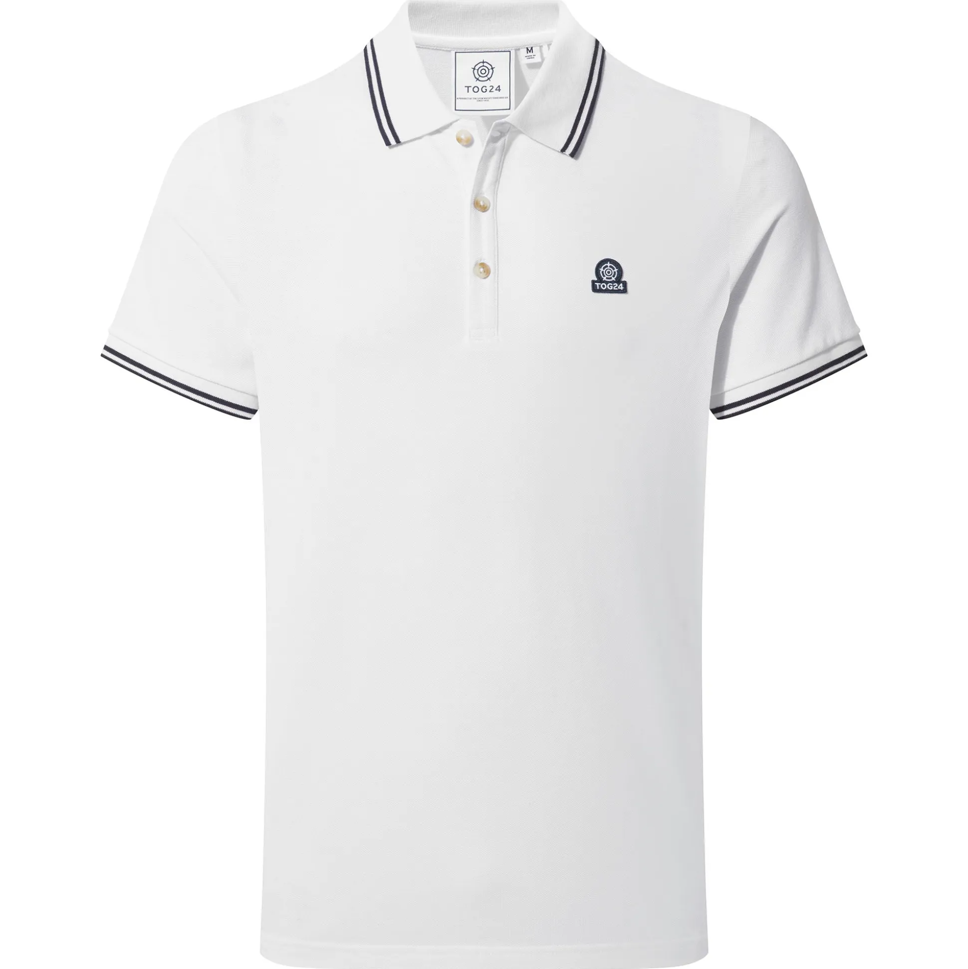 Biston Mens 100% Cotton Pique Polo Shirt - Optic White