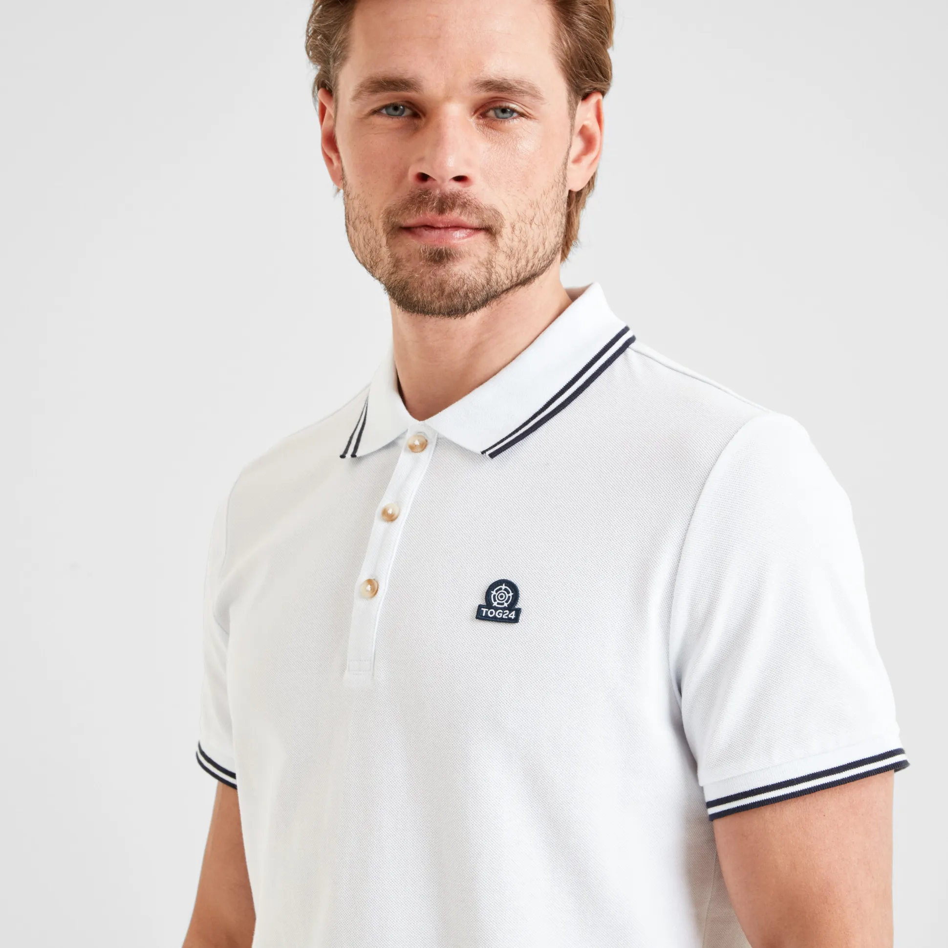 Biston Mens 100% Cotton Pique Polo Shirt - Optic White