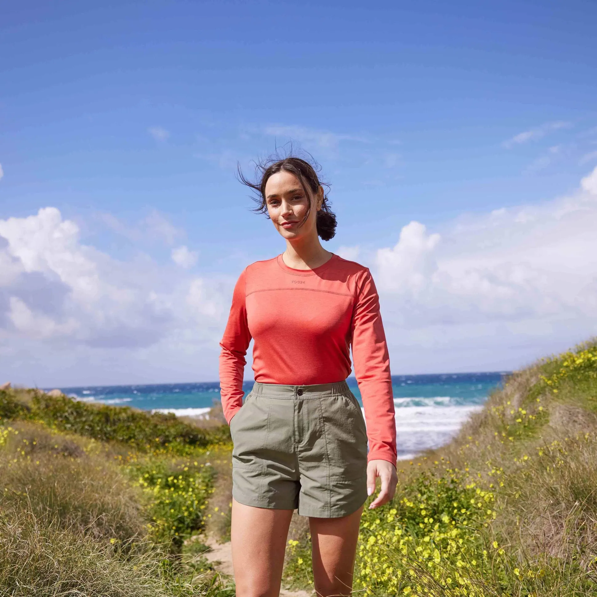 Blakely Womens Long Sleeve Performance Top - Cranberry Marl