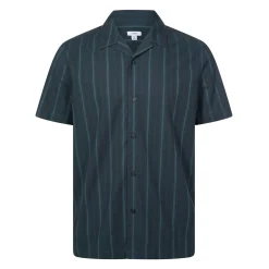 Boldon Mens 100% Cotton Supersoft Short Sleeve Shirt - Dark Indigo Stripe