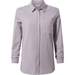 Caswell Womens Long Sleeve Cotton Herringbone Shirt - Lavender Grey
