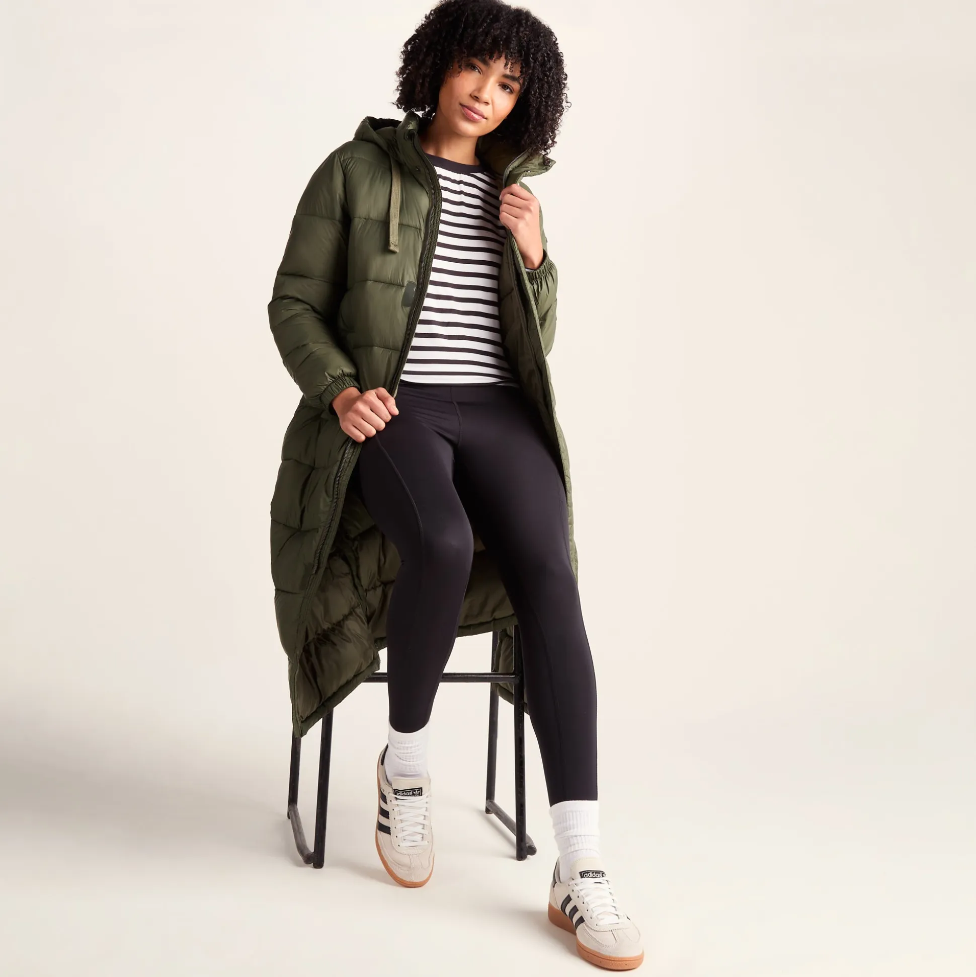Cautley Womens Long Padded Shower Resistant Jacket - Khaki