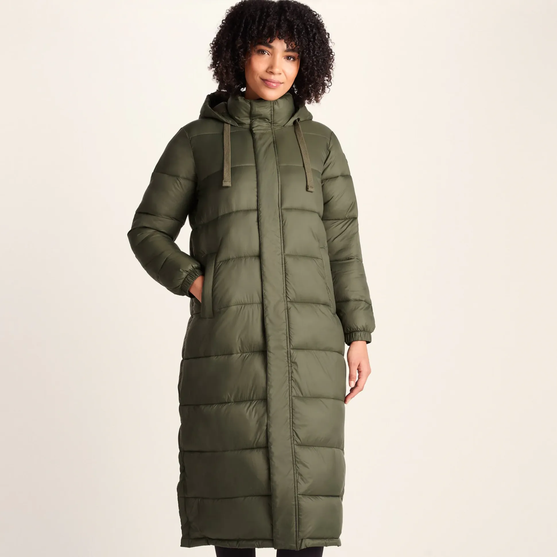 Cautley Womens Long Padded Shower Resistant Jacket - Khaki