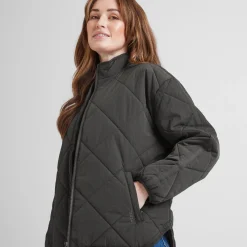 Cirnan Womens Shower Resistant Insulated Packaway Jacket - Washed Black