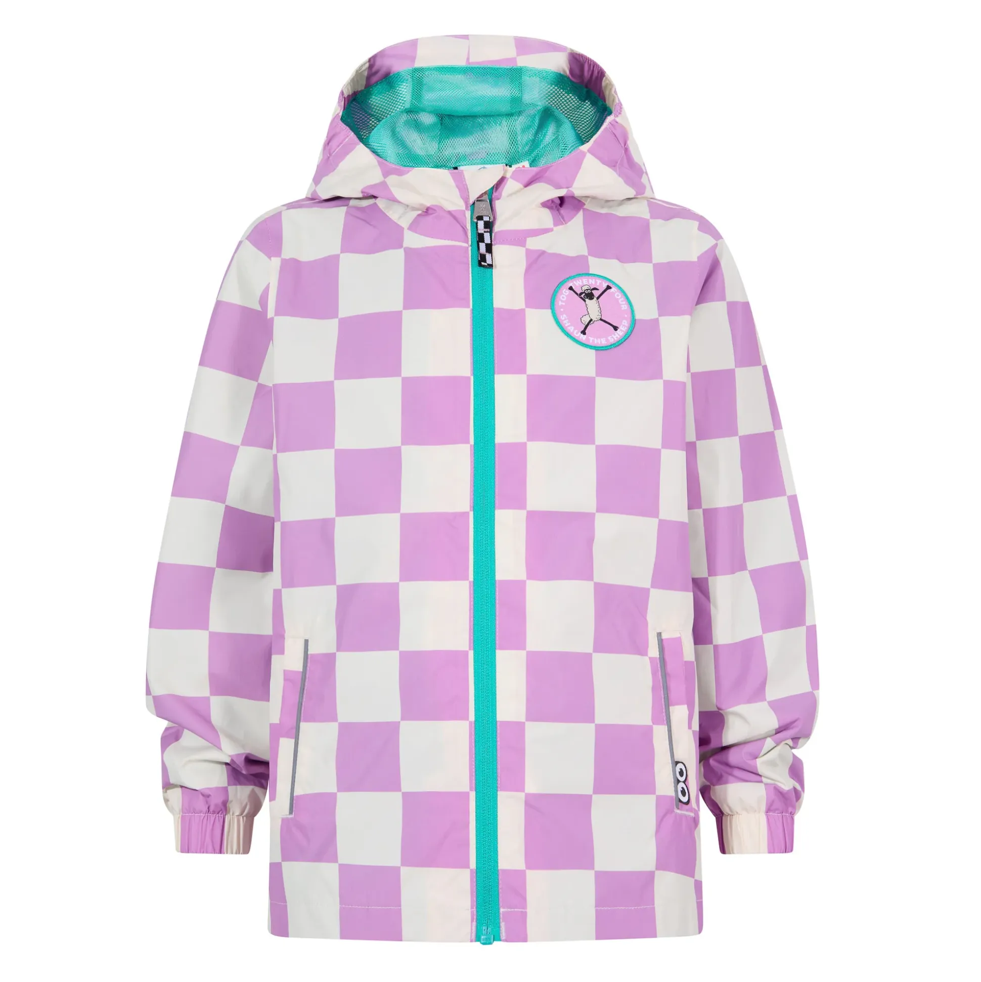 Cohampshire Kids Shaun the Sheep Waterproof Jacket - Lilac Haze/White Checkerboard