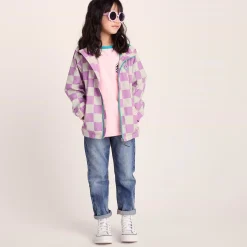 Cohampshire Kids Shaun the Sheep Waterproof Jacket - Lilac Haze/White Checkerboard