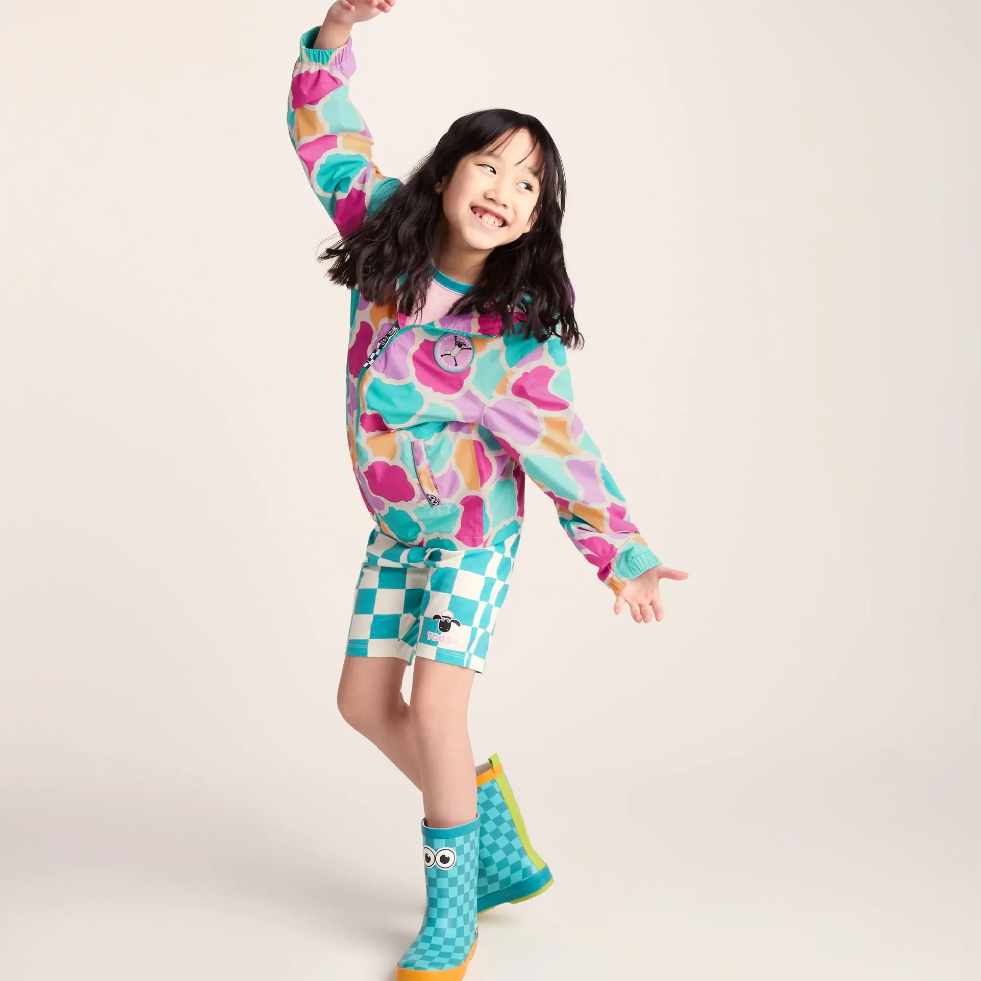 Cohampshire Kids Shaun the Sheep Waterproof Jacket - Pink Cloud Print