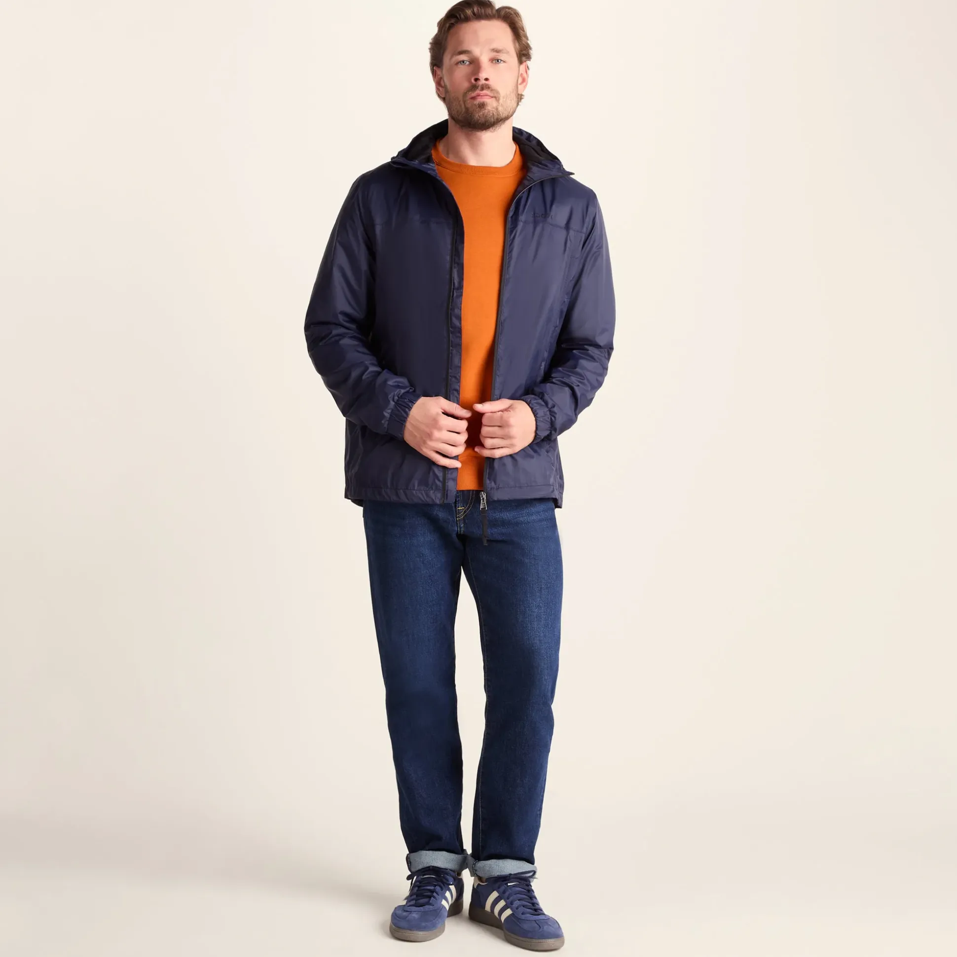 Craven Mens Waterproof Packaway Jacket - Navy