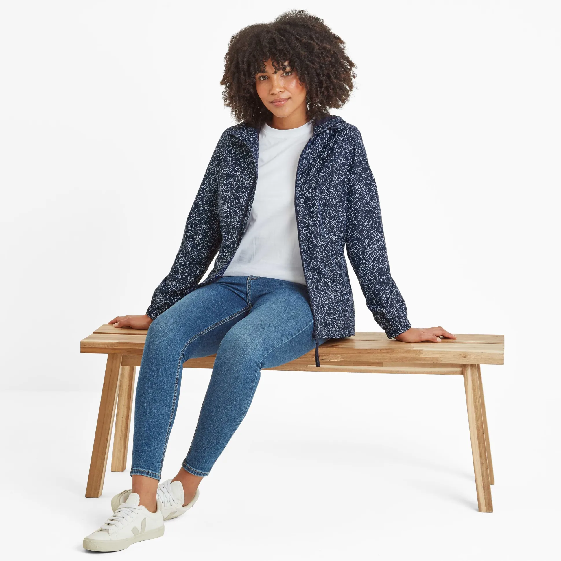 Craven Womens Waterproof Packaway Jacket - Dk Indigo Abstract Print