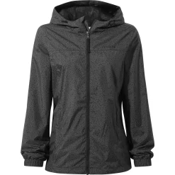 Craven Womens Waterproof Packaway Jacket - Washed Black Swirl Print