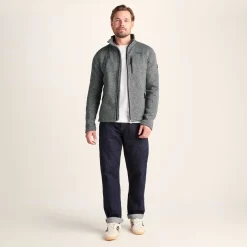 Cresswell Mens Knitlook Fleece Jacket - Dark Grey Marl