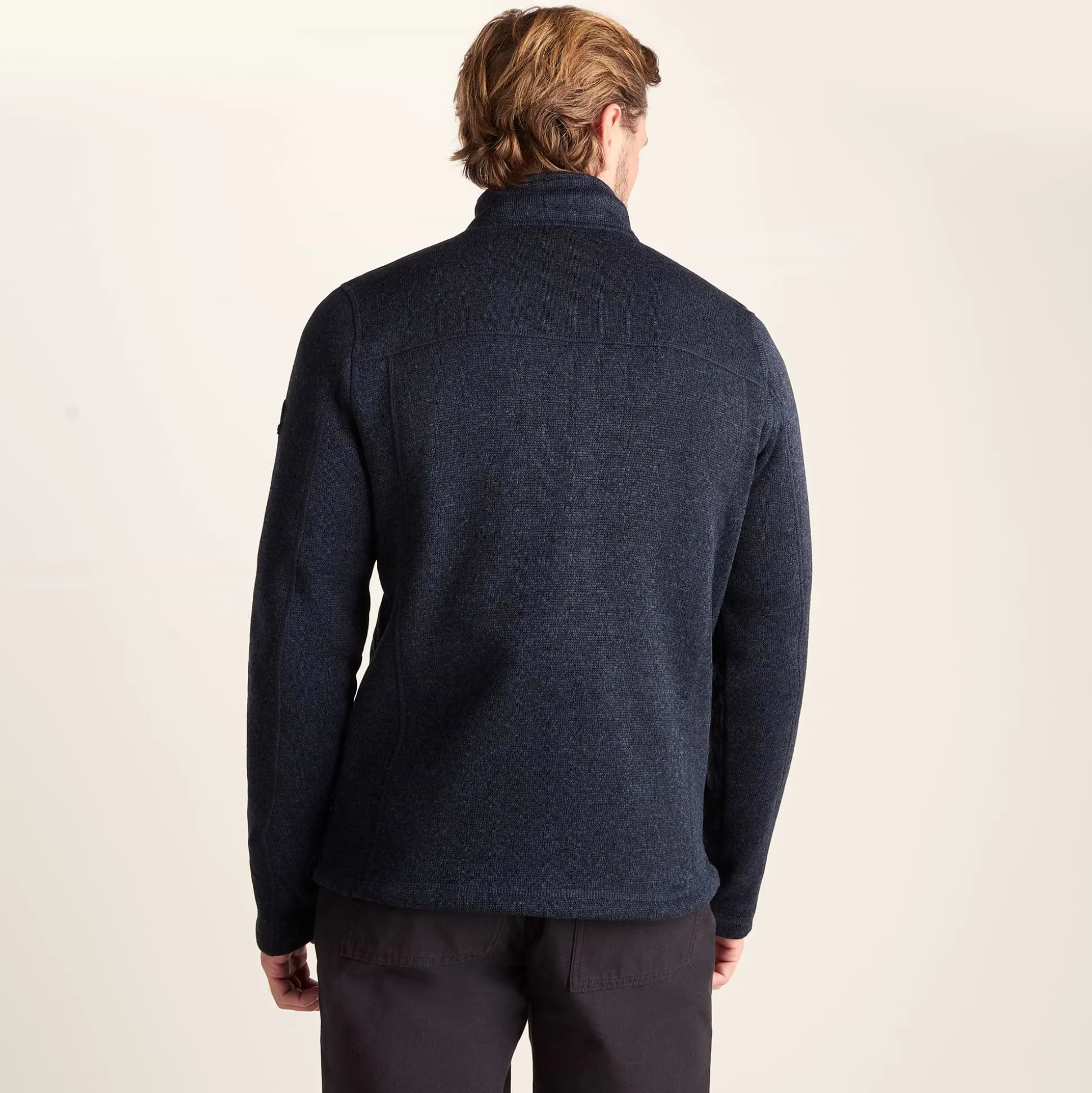 Cresswell Mens Knitlook Fleece Jacket - Dark Indigo Marl
