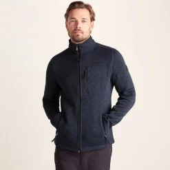 Cresswell Mens Knitlook Fleece Jacket - Dark Indigo Marl