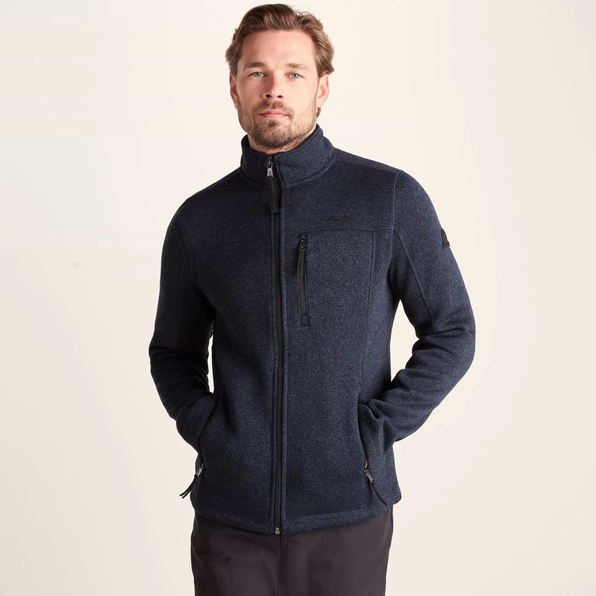Cresswell Mens Knitlook Fleece Jacket - Dark Indigo Marl