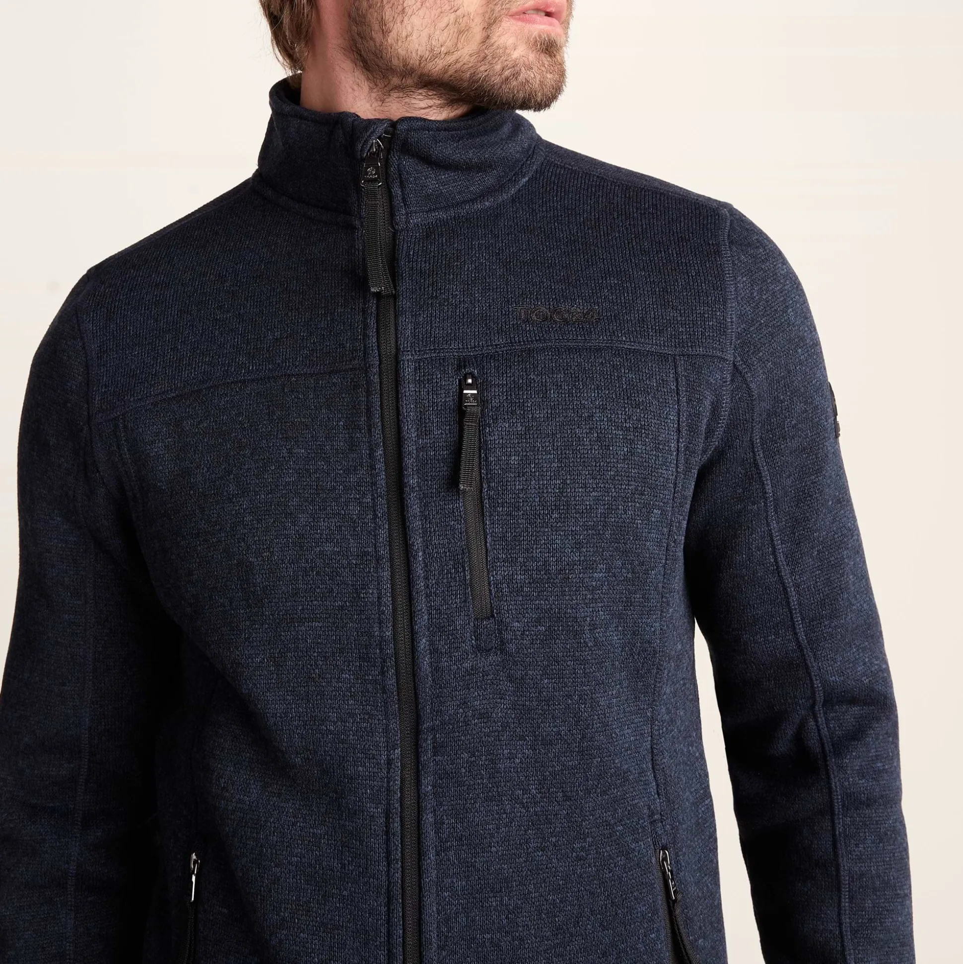 Cresswell Mens Knitlook Fleece Jacket - Dark Indigo Marl