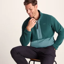 Dowson Mens Relaxed Fit Microfleece Zip Neck - Hydro Blue/Dark Turquoise