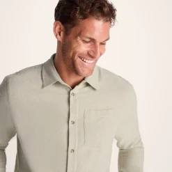 Draper Mens Long Sleeve Cotton Herringbone Shirt - Hazelnut