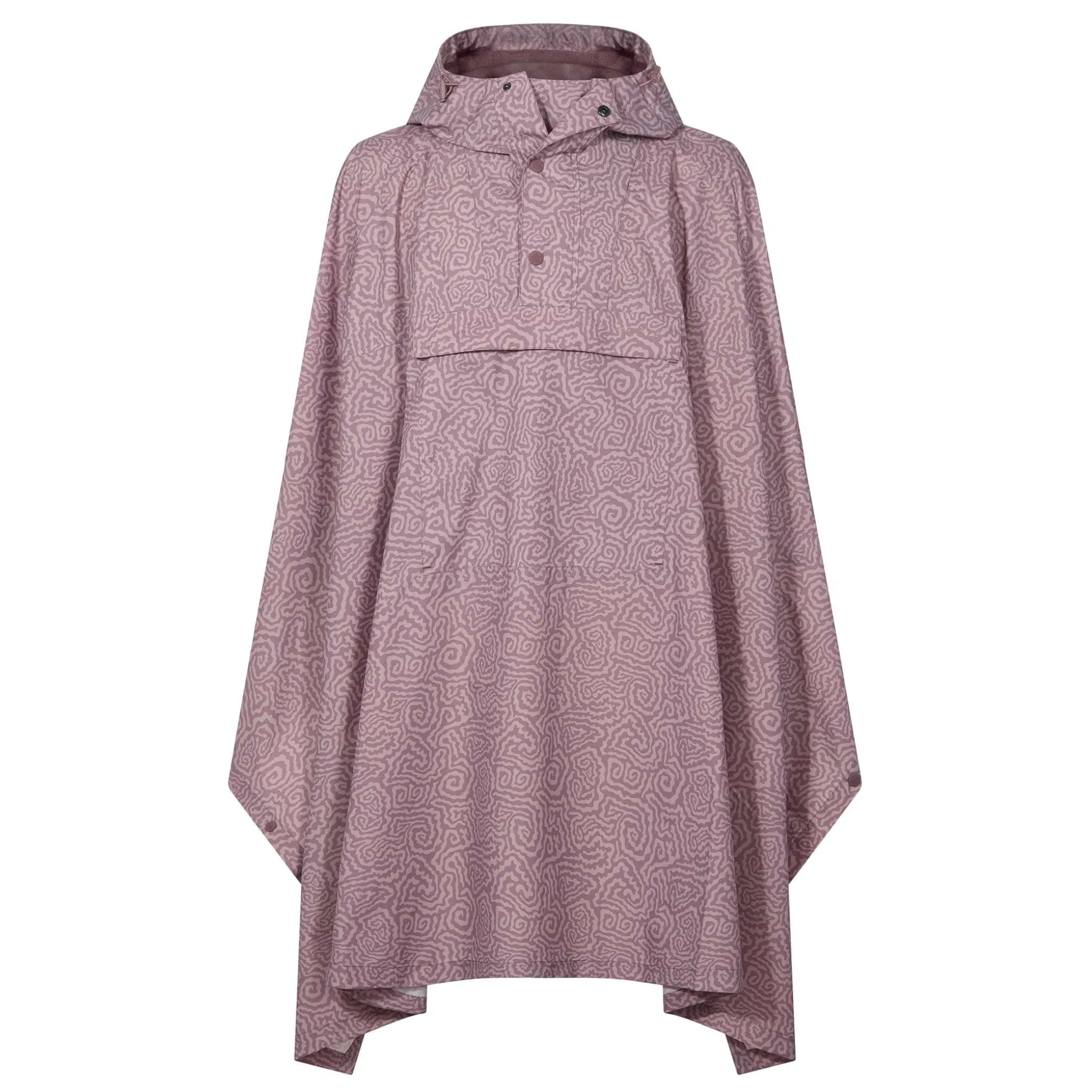 Drench Unisex Waterproof Poncho - Dusky Pink Wiggle Print