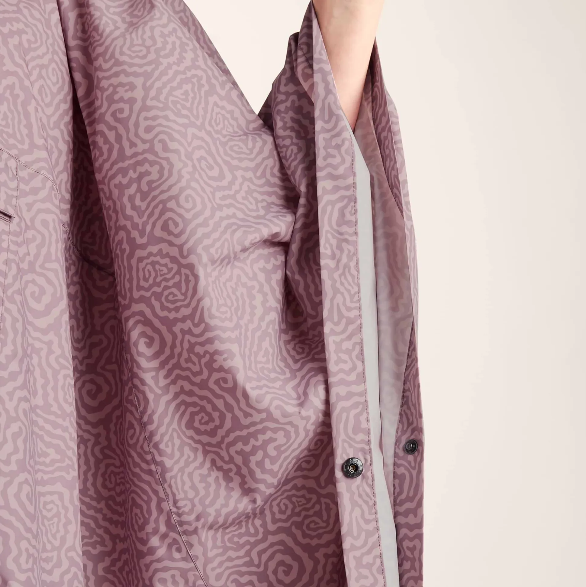 Drench Unisex Waterproof Poncho - Dusky Pink Wiggle Print