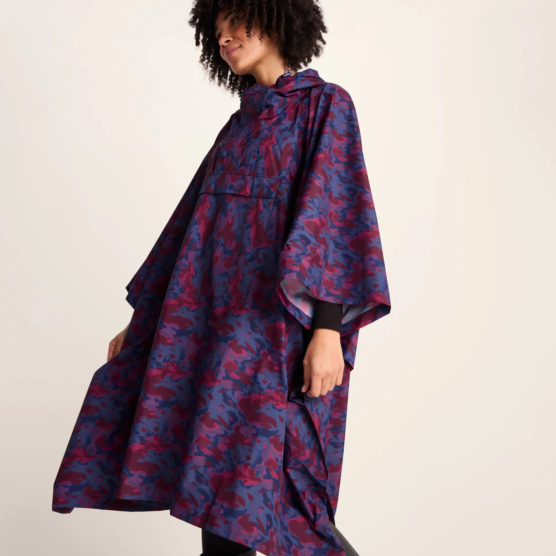 Drench Unisex Waterproof Poncho - Oxford Blue Abstract Print
