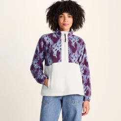 Eden Womens Relaxed Fit Microfleece Zip Neck - Smokey Blue Print