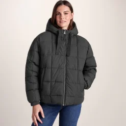 Else Womens Oversized Shower Resistant Heavy Padded Jacket - Black