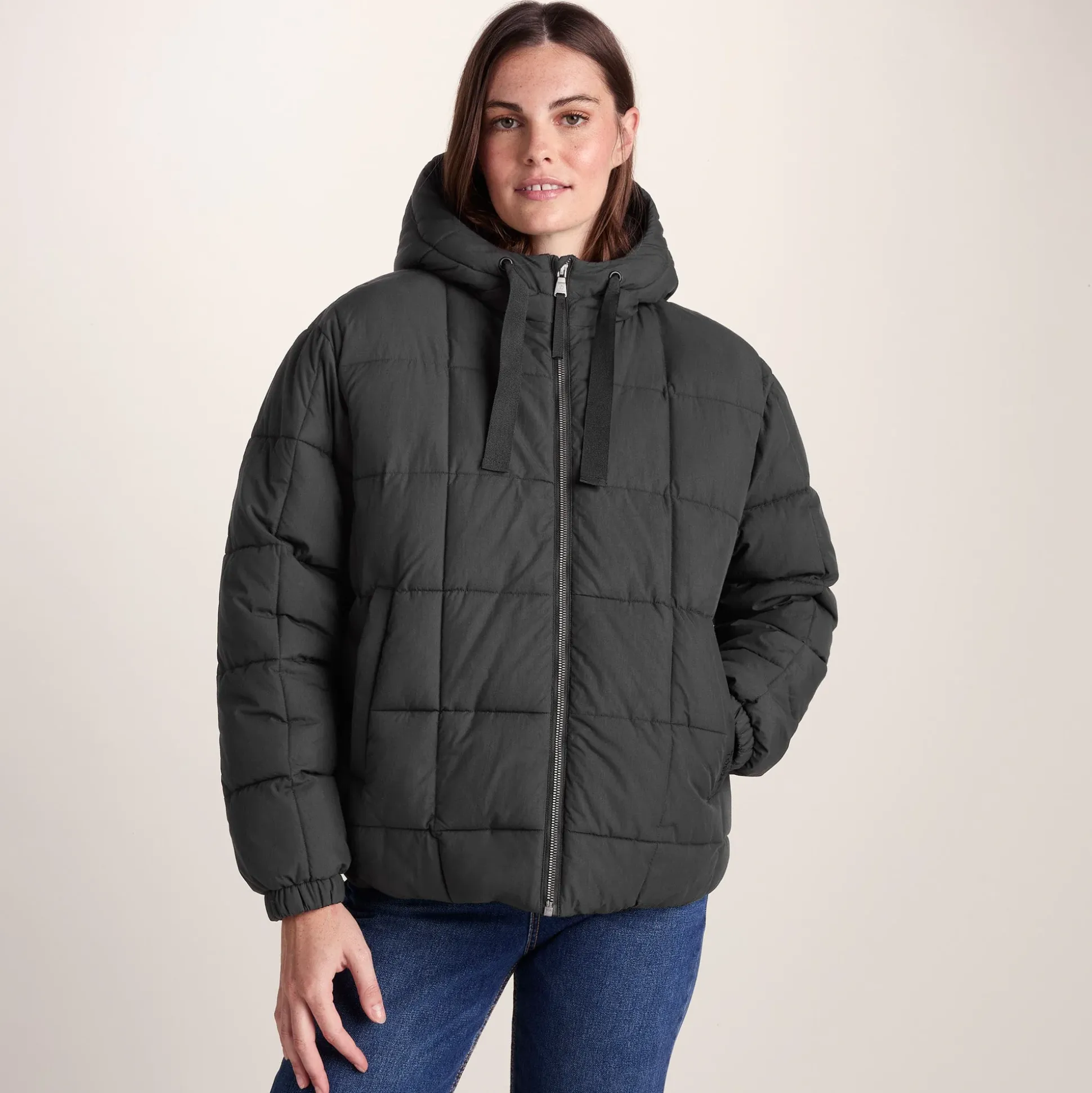 Else Womens Oversized Shower Resistant Heavy Padded Jacket - Black