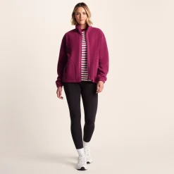 Emilie Womens Relaxed Fit Sherpa Fleece - Washed Burgundy