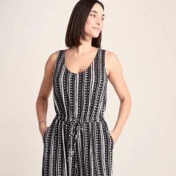Emmie Womens Supersoft Jumpsuit - Black Doodle Stripe Print