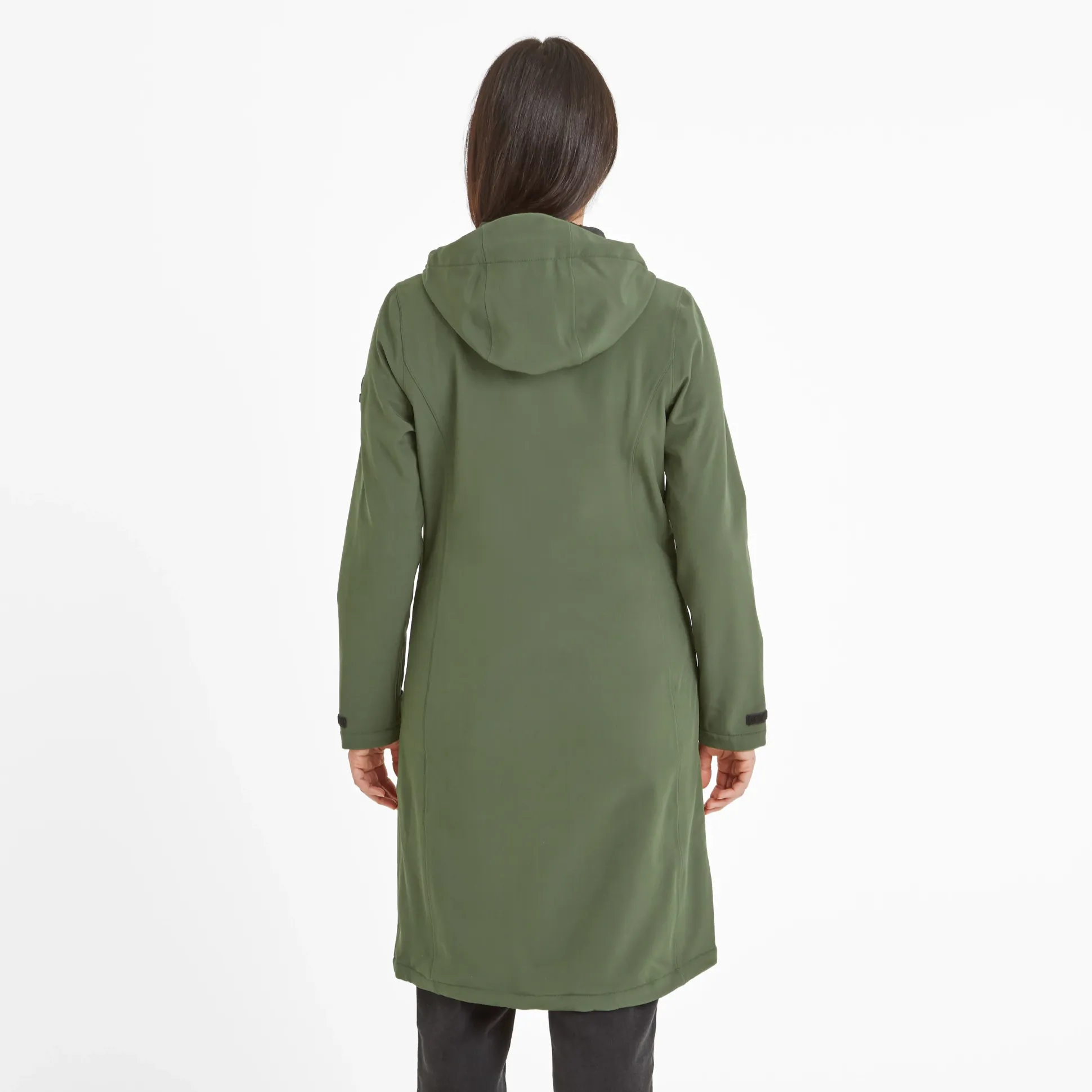 Enya Womens Longline Shower Resistant Softshell Jacket - Dark Green