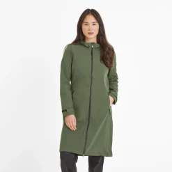 Enya Womens Longline Shower Resistant Softshell Jacket - Dark Green