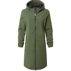 Enya Womens Longline Shower Resistant Softshell Jacket - Dark Green
