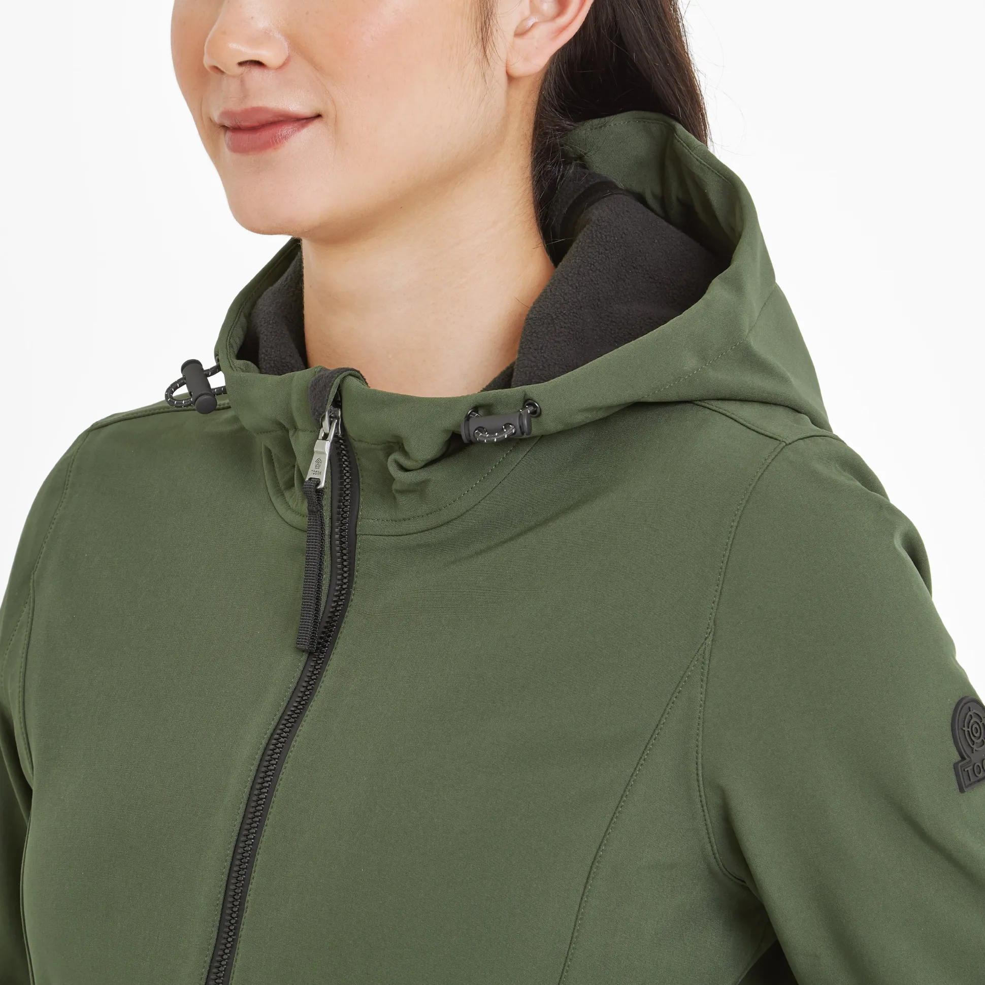 Enya Womens Longline Shower Resistant Softshell Jacket - Dark Green