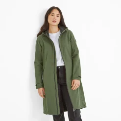 Enya Womens Longline Shower Resistant Softshell Jacket - Dark Green