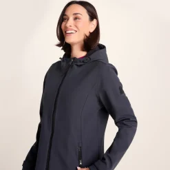 Enya Womens Longline Shower Resistant Softshell Jacket - Dark Indigo